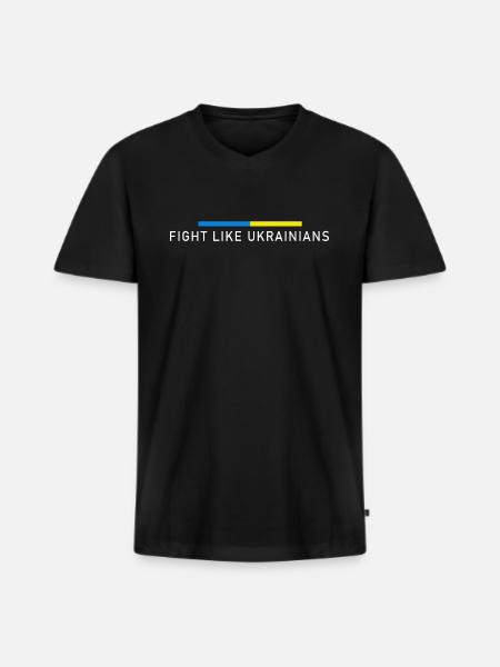 Kämpfe wie Ukrainer - Männer Premium Bio T-Shirt mit V-Ausschnitt - Schwarz