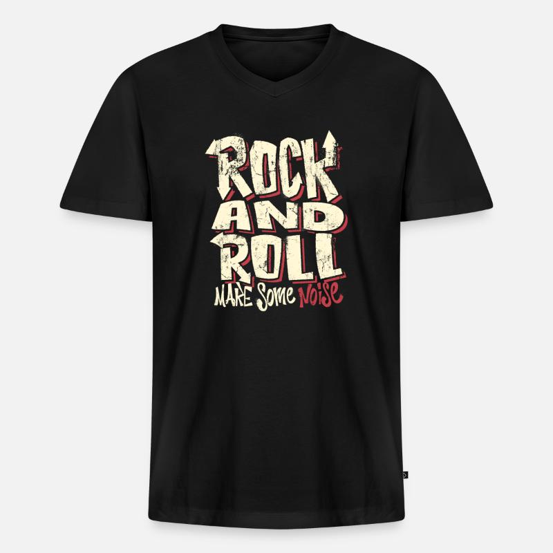 Rock and Roll - Männer Premium Bio T-Shirt mit V-Ausschnitt - Schwarz
