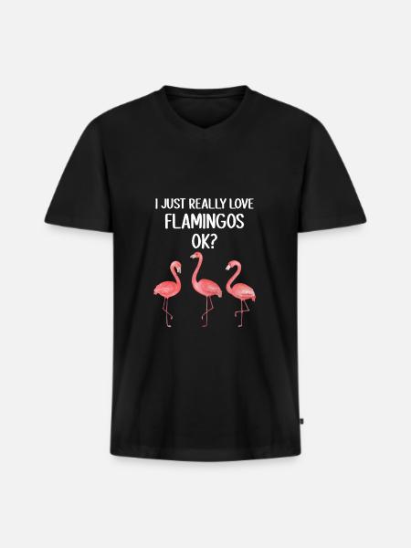 Sød flamingo skjorte - Premium økologisk T-shirt med V-hals til mænd - sort