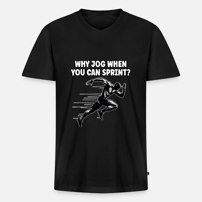 Bahnläufer Sprinter Sprint 100m Sprinter - Männer Premium Bio T-Shirt mit V-Ausschnitt - Schwarz