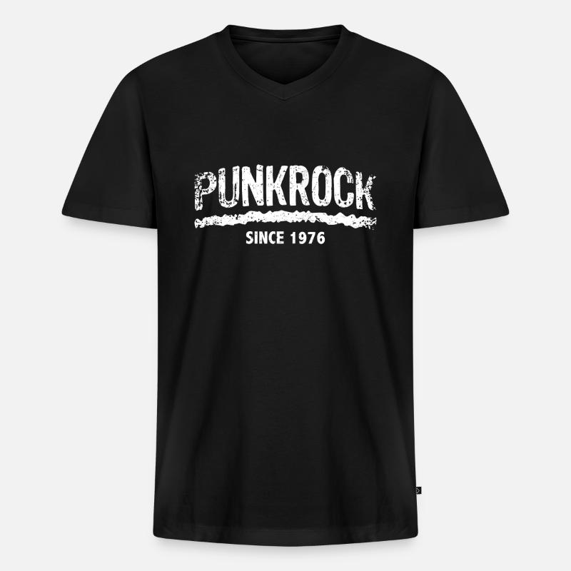 Punkrock since 1976 - Männer Premium Bio T-Shirt mit V-Ausschnitt - Schwarz