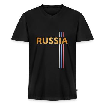 Russia Made in Russia Russian slav Soviet Union - Men's Premium Organic T-shirt with V-neck - black - Front - Nico (187cm)