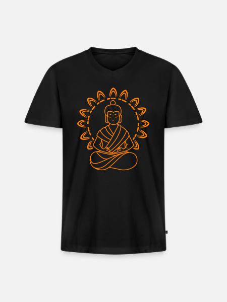 Bouddha Clipart Bouddha Clipart - T-shirt encolure en V Premium bio Homme - noir