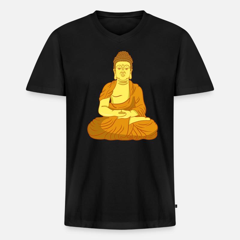 Buddha Sitting meditation - Männer Premium Bio T-Shirt mit V-Ausschnitt - Schwarz