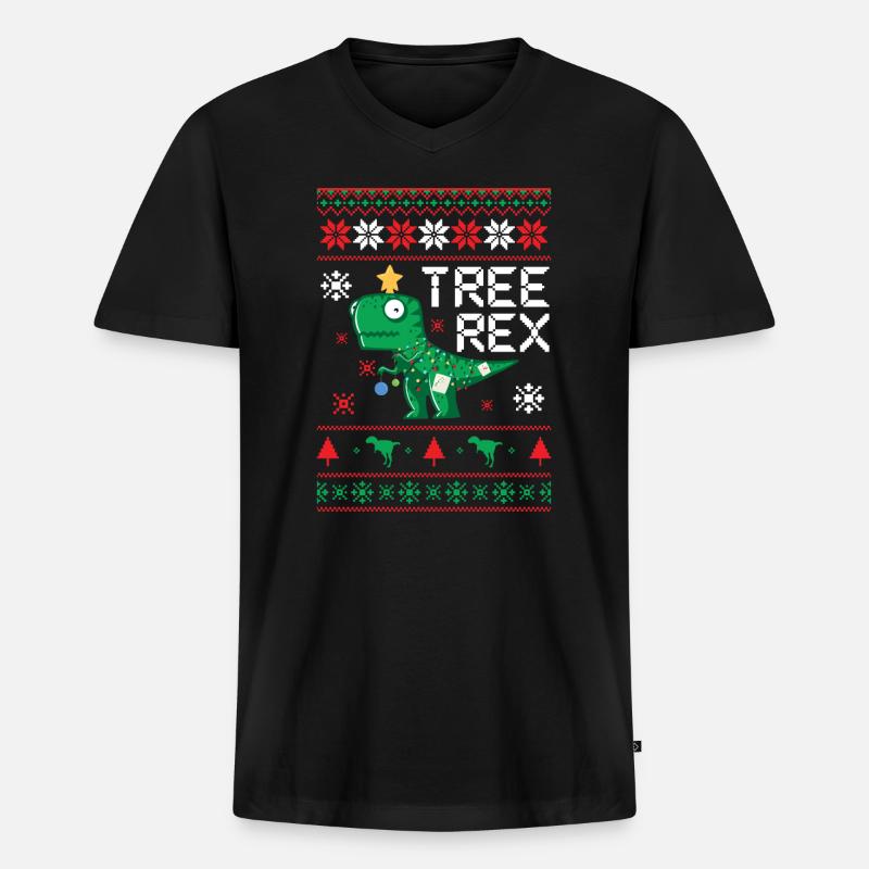 Tree Rex Baum Rex - Männer Premium Bio T-Shirt mit V-Ausschnitt - Schwarz