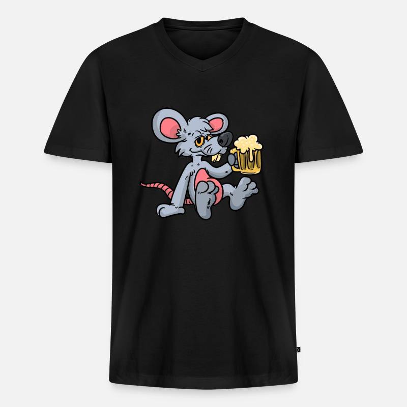 Bier Ratte - Männer Premium Bio T-Shirt mit V-Ausschnitt - Schwarz