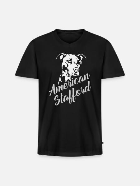 American Stafford - Men's Premium Organic T-shirt with V-neck - black