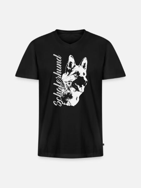 Schäferhund - Männer Premium Bio T-Shirt mit V-Ausschnitt - Schwarz