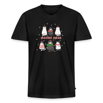 Süße Katzen Kätzchen Weihnachtsoutfit - Männer Premium Bio T-Shirt mit V-Ausschnitt - Schwarz - Vorne - Nico (187cm)