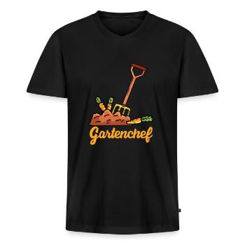 Garten Chef Gartenarbeit - Männer Premium Bio T-Shirt mit V-Ausschnitt - Schwarz - Vorne - Nico (187cm)