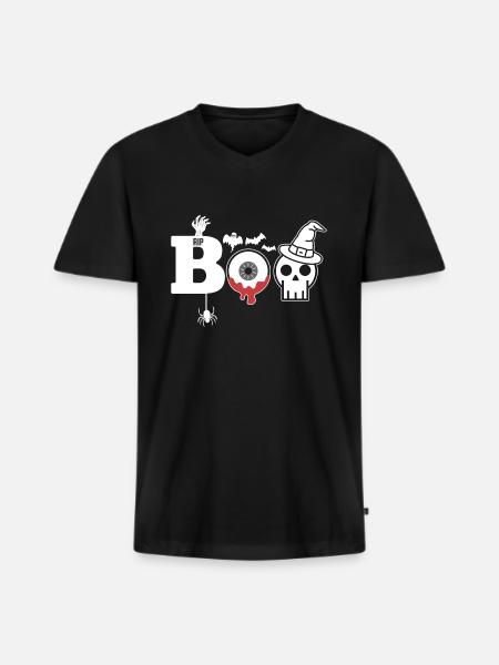 BOO Ghosts Scare Halloween - Men's Premium Organic T-shirt with V-neck - black