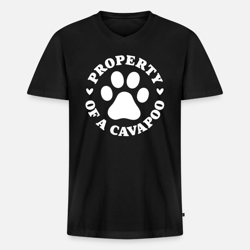 Eigentum eines Cavapoo - Männer Premium Bio T-Shirt mit V-Ausschnitt - Schwarz