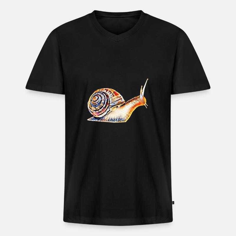 Schnecke - Männer Premium Bio T-Shirt mit V-Ausschnitt - Schwarz
