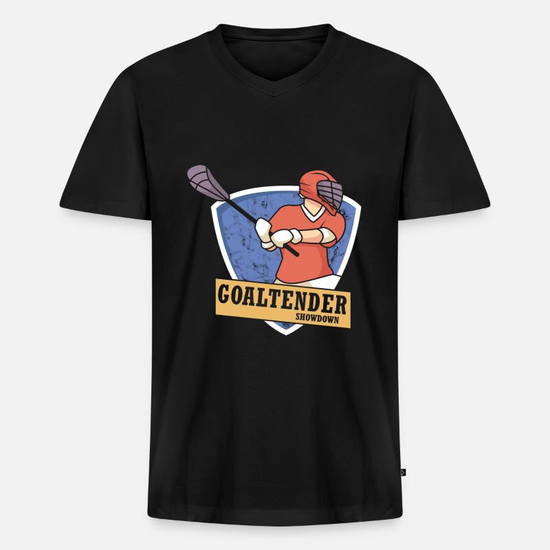 Lacrosse - Männer Premium Bio T-Shirt mit V-Ausschnitt - Schwarz