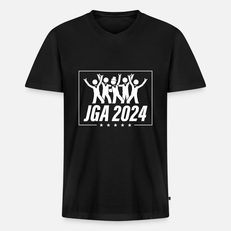 Junggesellen Abschied 2024 - Männer Premium Bio T-Shirt mit V-Ausschnitt - Schwarz