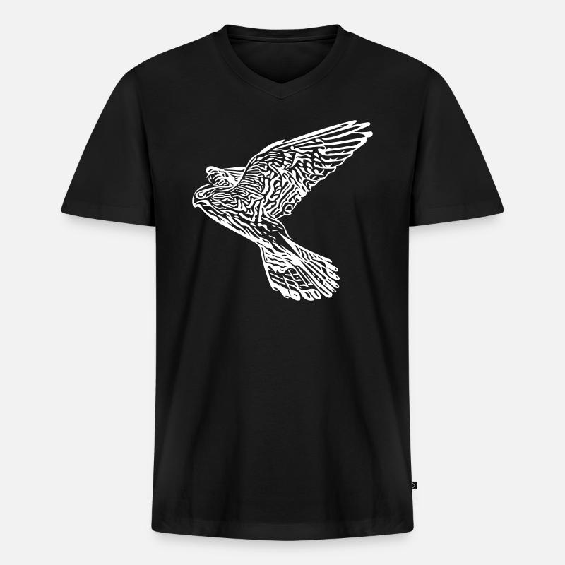 Falke - Männer Premium Bio T-Shirt mit V-Ausschnitt - Schwarz