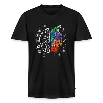 Kunst & Wissenschaft - Männer Premium Bio T-Shirt mit V-Ausschnitt - Schwarz - Vorne - Nico (187cm)