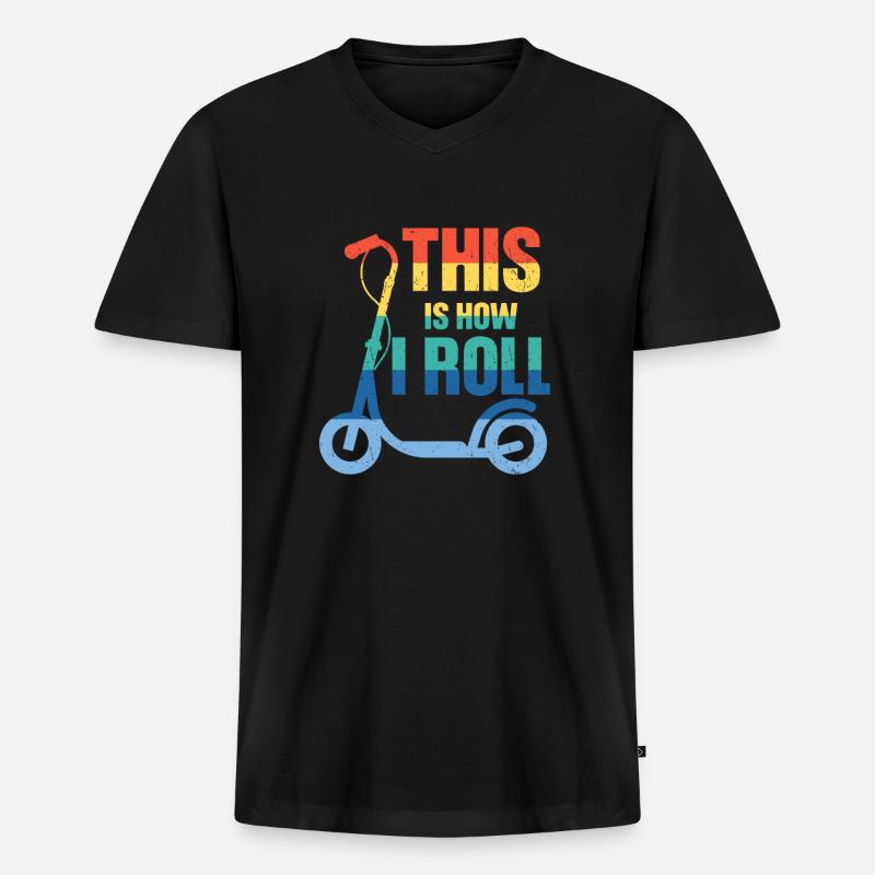 scooter e-scooter Roller E-Roller - Männer Premium Bio T-Shirt mit V-Ausschnitt - Schwarz
