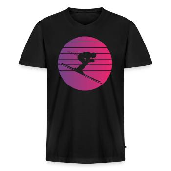 Skiing Retro Style Vintage - Men's Premium Organic T-shirt with V-neck - black - Front - Nico (187cm)