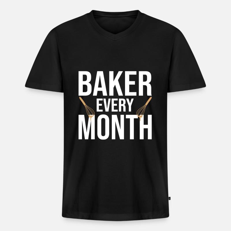 Bäcker - Männer Premium Bio T-Shirt mit V-Ausschnitt - Schwarz