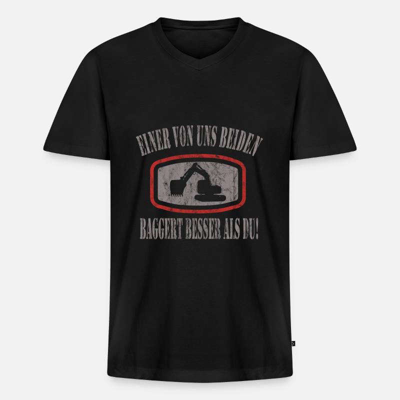 Baggerfahrer - Männer Premium Bio T-Shirt mit V-Ausschnitt - Schwarz