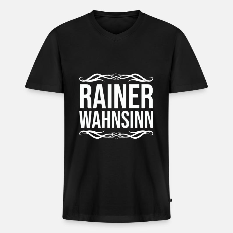 Rainer - Männer Premium Bio T-Shirt mit V-Ausschnitt - Schwarz