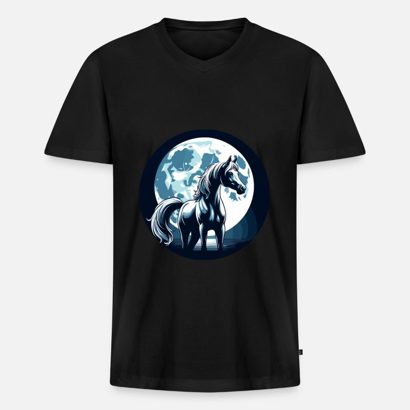 Arabische Pferdekunst - Männer Premium Bio T-Shirt mit V-Ausschnitt - Schwarz