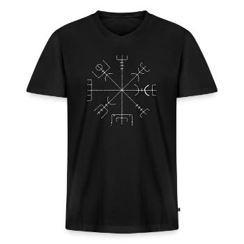 Vegvisir - Männer Premium Bio T-Shirt mit V-Ausschnitt - Schwarz - Vorne - Nico (187cm)