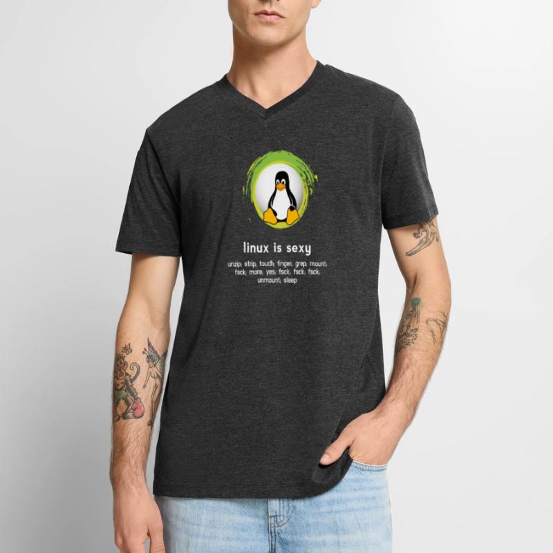 Computer System Penguin Nerd pc inside code admin Men's Premium Organic T-shirt with V-neck