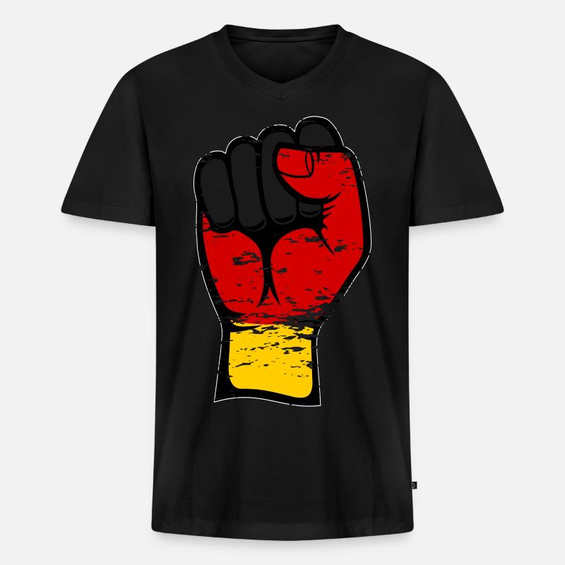 Deutschland Flagge Faust used - Männer Premium Bio T-Shirt mit V-Ausschnitt - Schwarz