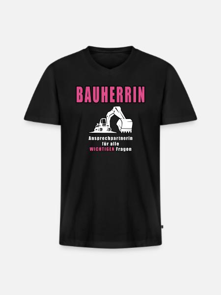 Bauherrin - Männer Premium Bio T-Shirt mit V-Ausschnitt - Schwarz