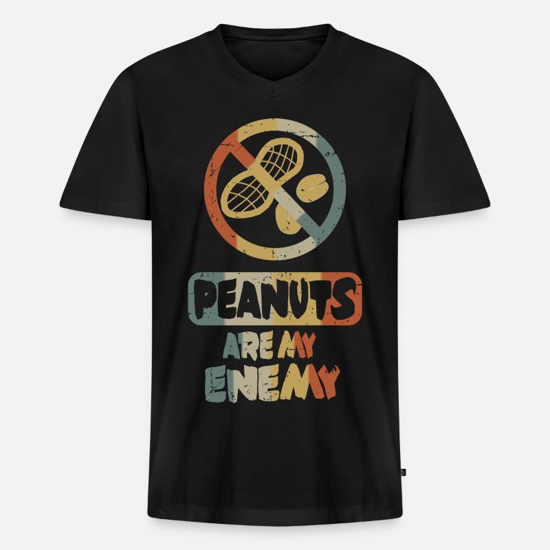 Erdnüsse sind meine Feinde - Männer Premium Bio T-Shirt mit V-Ausschnitt - Schwarz