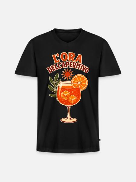L'Ora dell'Aperitivo - Italienischer Sommer - Männer Premium Bio T-Shirt mit V-Ausschnitt - Schwarz