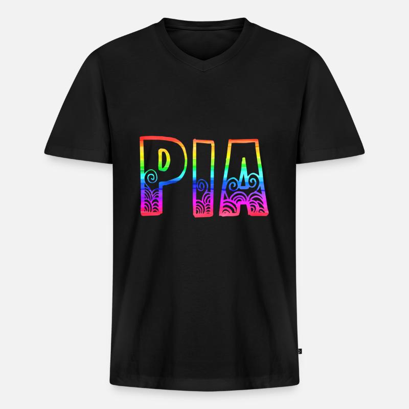 pia rs regenbogen - Männer Premium Bio T-Shirt mit V-Ausschnitt - Schwarz