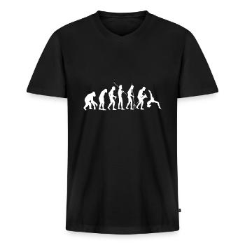 Gymnastik Bodenturnen Sportlehrer Evolution Turner - Männer Premium Bio T-Shirt mit V-Ausschnitt - Schwarz - Vorne - Nico (187cm)