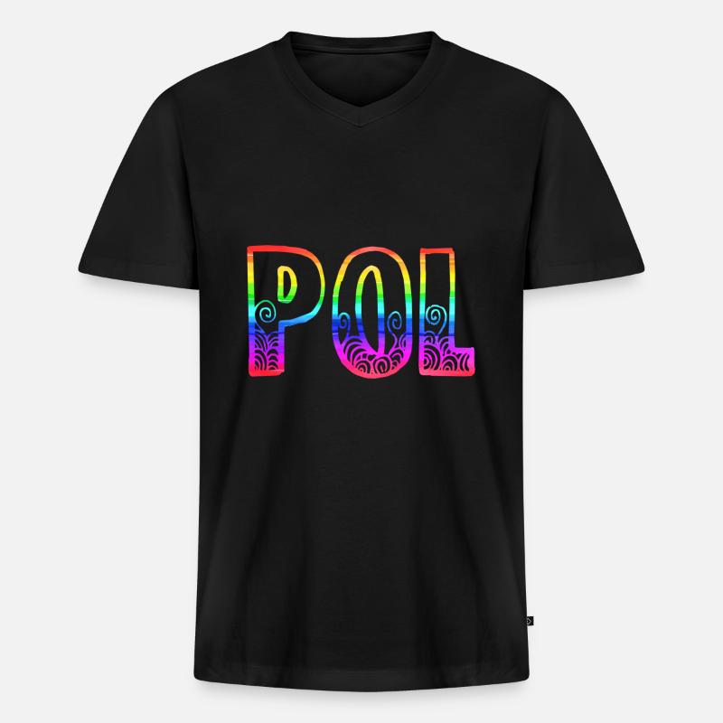 pol rs regenbogen - Männer Premium Bio T-Shirt mit V-Ausschnitt - Schwarz