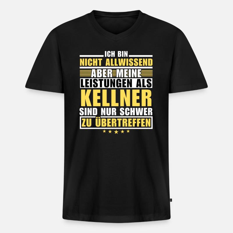 Unübertroffene Leistung als Kellner - Männer Premium Bio T-Shirt mit V-Ausschnitt - Schwarz