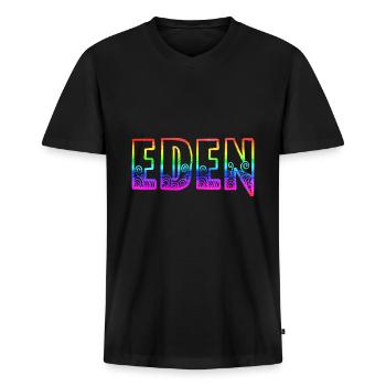 eden rs rainbow - Men's Premium Organic T-shirt with V-neck - black - Front - Nico (187cm)