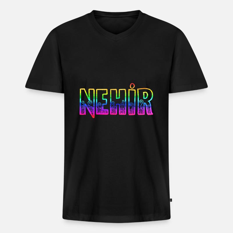 nehir rs regenbogen - Männer Premium Bio T-Shirt mit V-Ausschnitt - Schwarz