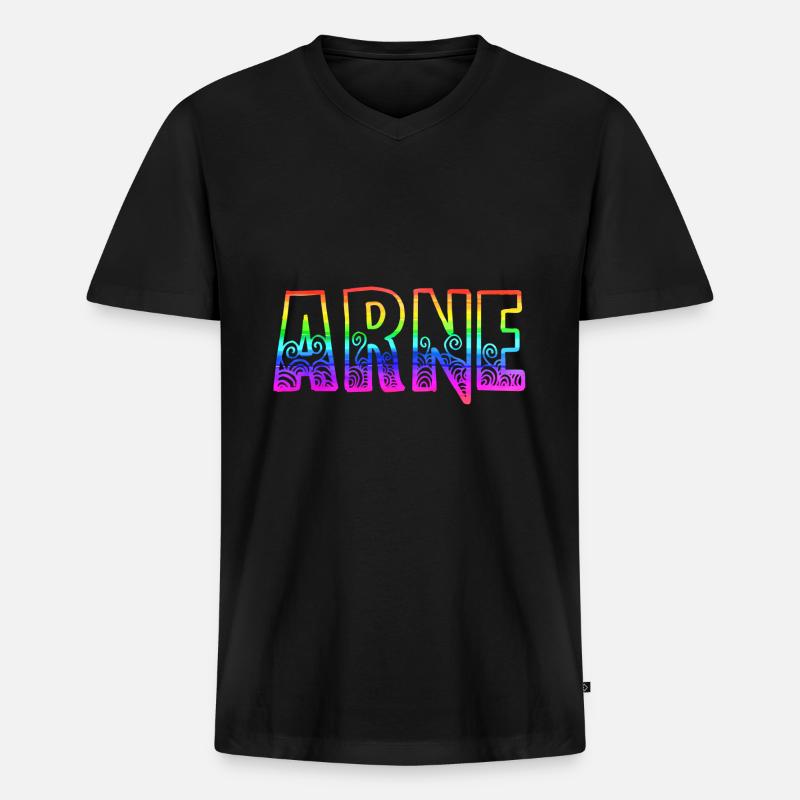 arne rs regenbogen - Männer Premium Bio T-Shirt mit V-Ausschnitt - Schwarz