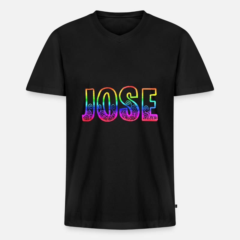jose rs regenbogen - Männer Premium Bio T-Shirt mit V-Ausschnitt - Schwarz