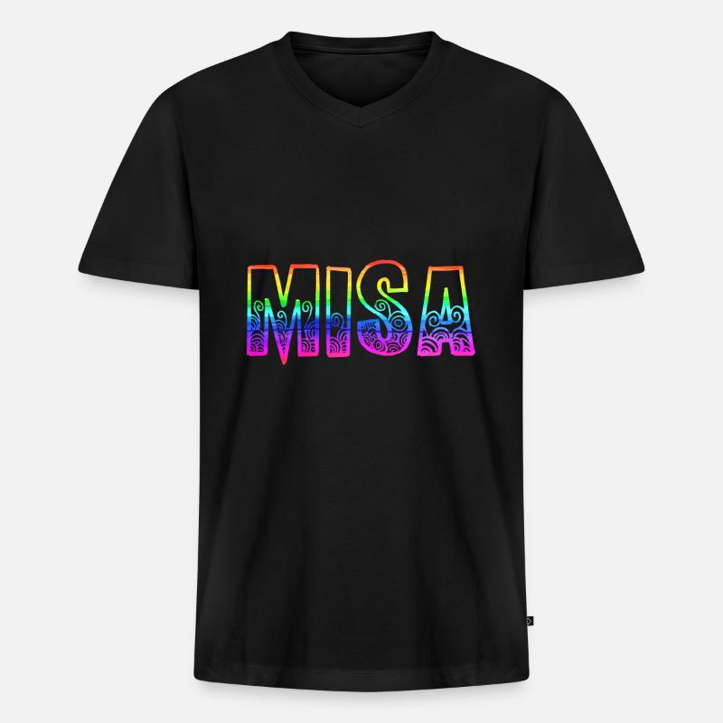 misa rs regenbogen - Männer Premium Bio T-Shirt mit V-Ausschnitt - Schwarz