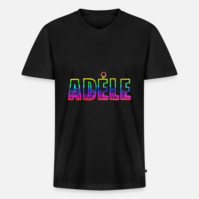 adéle rs rainbow - Men's Premium Organic T-shirt with V-neck - black