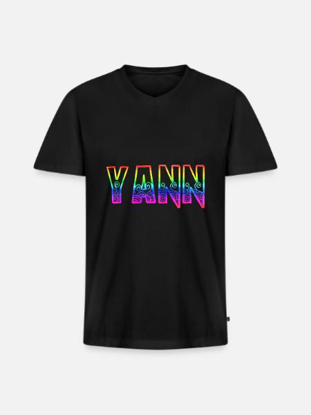 yann rs rainbow - Men's Premium Organic T-shirt with V-neck - black