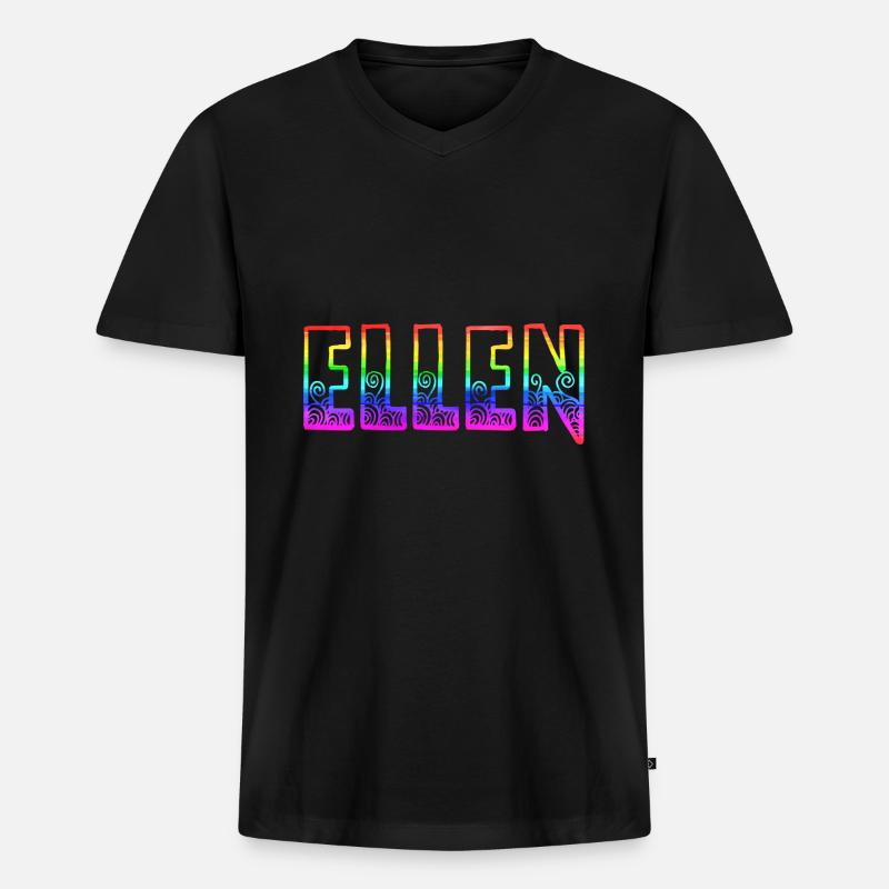 ellen rs regenbogen - Männer Premium Bio T-Shirt mit V-Ausschnitt - Schwarz