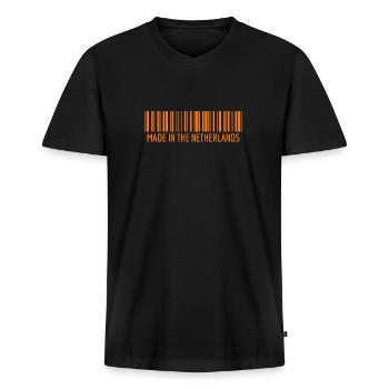 Fabriqué aux Pays-Bas Pays-Bas Néerlandais Koningsdag - T-shirt encolure en V Premium bio Homme - noir - Devant - Nico (187cm)