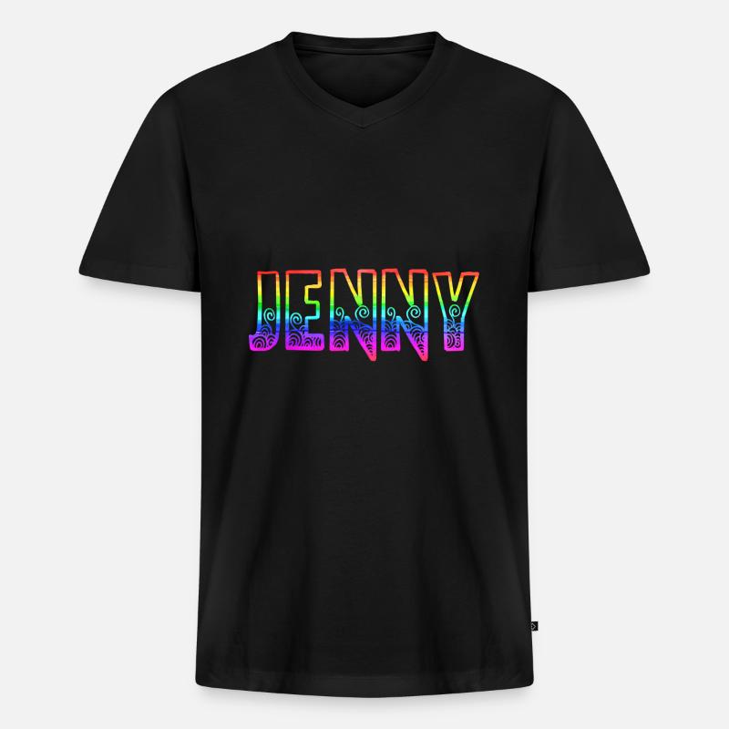 jenny rs regenbogen - Männer Premium Bio T-Shirt mit V-Ausschnitt - Schwarz
