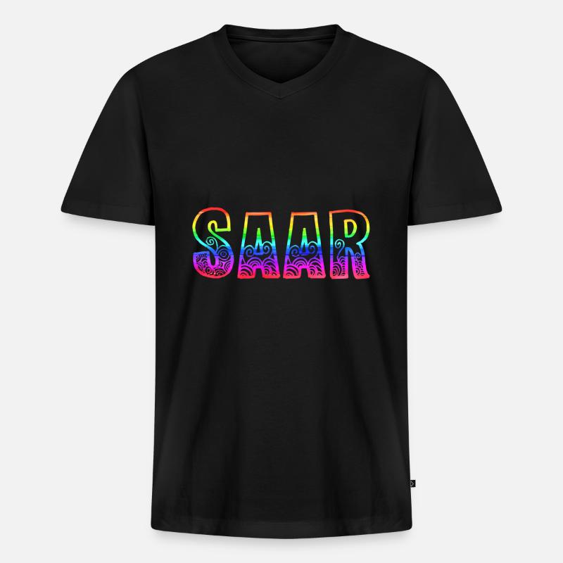 saar rs regenbogen - Männer Premium Bio T-Shirt mit V-Ausschnitt - Schwarz