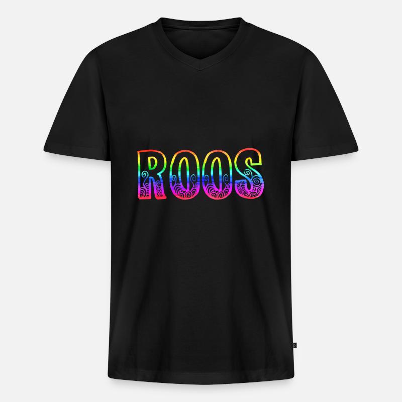 roos rs regenbogen - Männer Premium Bio T-Shirt mit V-Ausschnitt - Schwarz