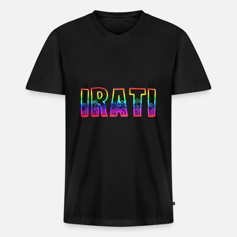irati rs regenbogen - Männer Premium Bio T-Shirt mit V-Ausschnitt - Schwarz